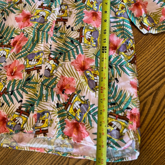 Nickelodeon SpongeBob Floral and Cartoon Shirt M - Picture 7 of 10